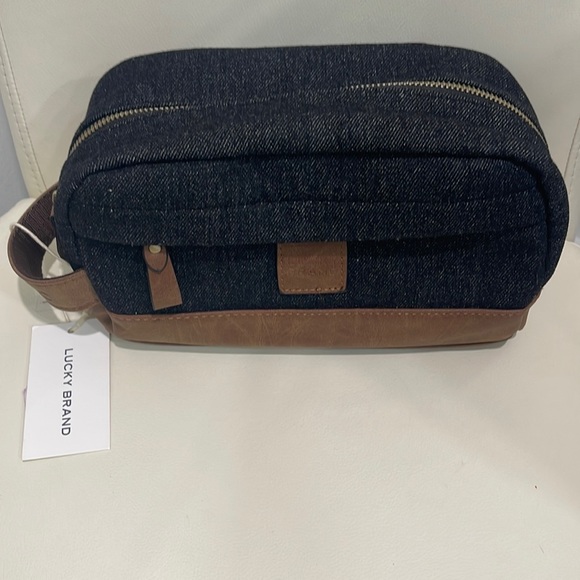 Lucky Brand Bags Nwt Lucky Brand Blackbrown Canvas Leather Mens Toiletry Bag Poshmark
